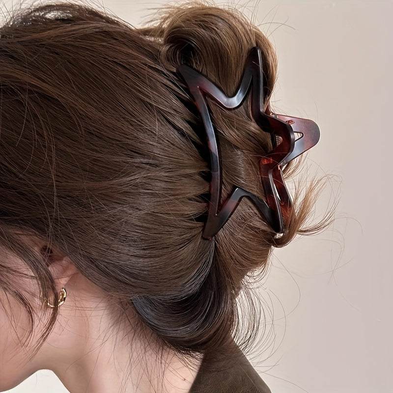 Elegant Hair Claw Clip 3pcs-1pc Elegant Matte Five-Star Hair Claw Clip