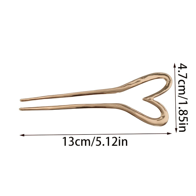 Ladies' Hairpin - Elegant Large Alloy Heart-Shaped Accessory for Daily Wear