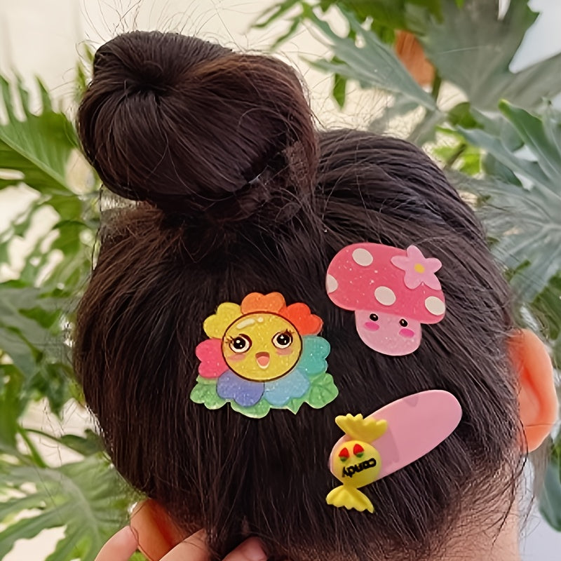 14pcs Cute Sweet Girl Fashion Hair Clips Set, Assorted Styles, Non-Damaging Resin Hair Grips