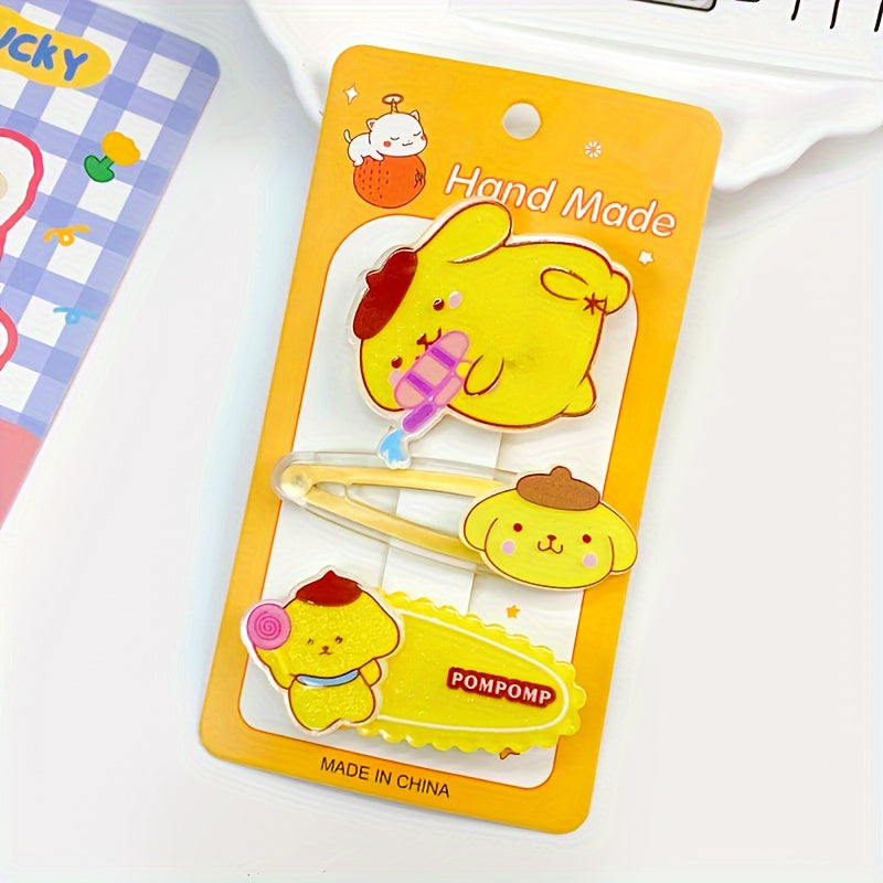 Cute Sanrio Hairpin 3pcs\u002Fset Sanrio Cute Cartoon Hairpin | Cute Hair Tidy Clip Stylish Hair Tie, Holiday Gift