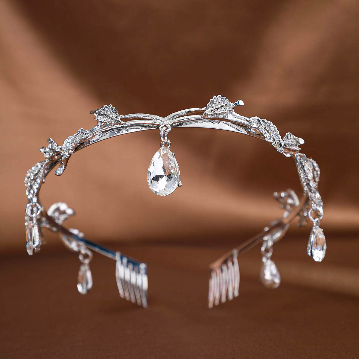 Luxury Handmade Floral Tiara Crown with & -Adorned Arch Design - Elegant Wedding