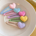 10pcs\u002F5pcs Macaron Heart Hair Clips - Candy-Colored Pastel Hairpins with Secure Hold for Bangs & Loose Strands