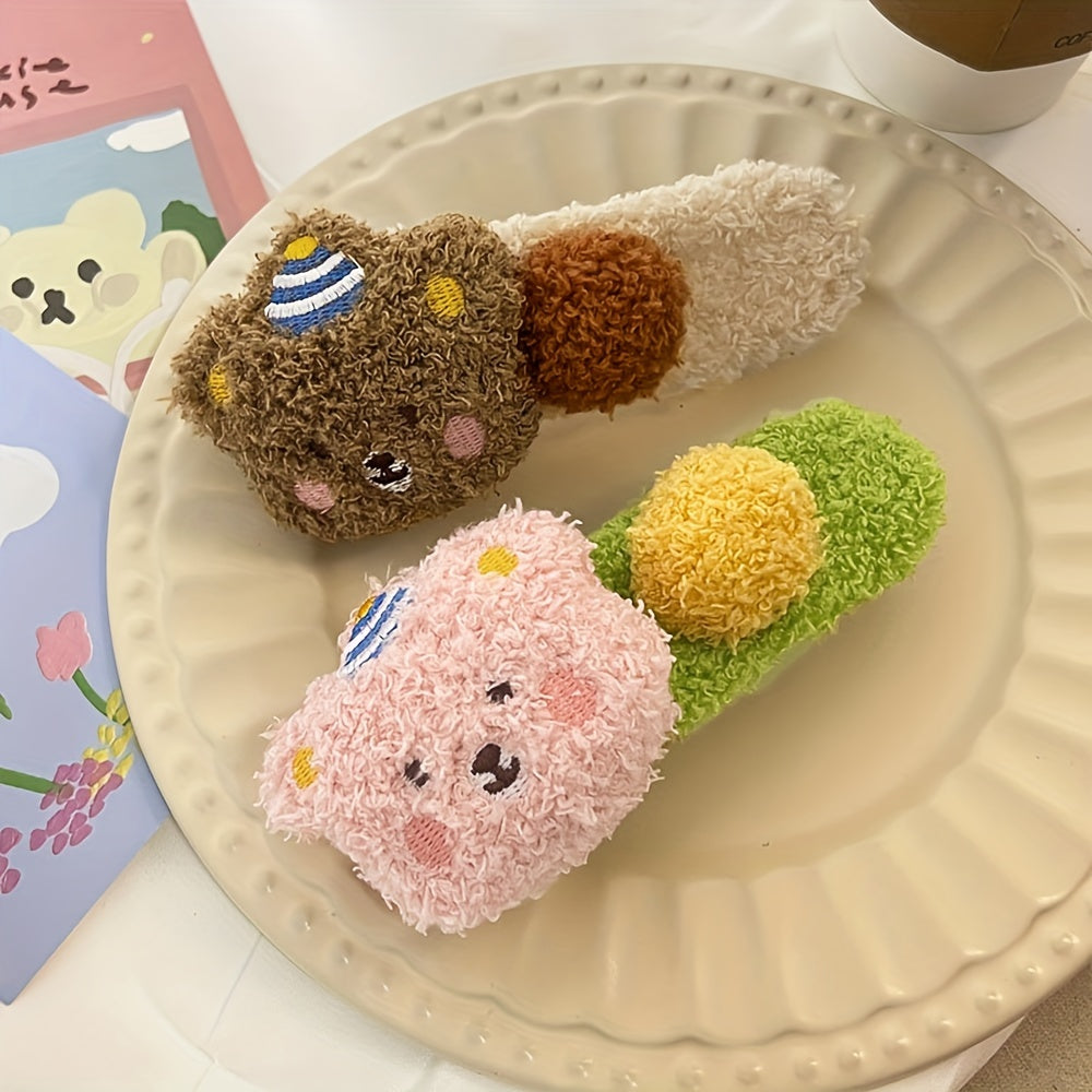 Plush Bear Hair Clips for Women and Teens - 4pcs\u002F2pcs Set