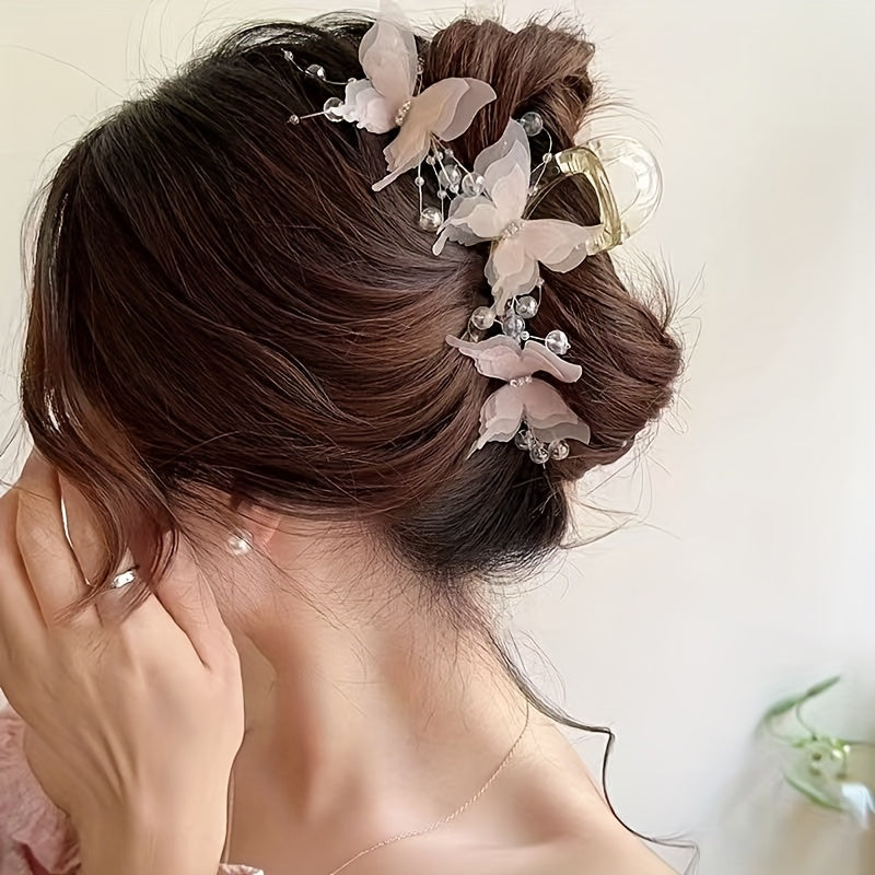 1pc Elegant Butterfly Hair Clip - Large Floral-like design with, for Women
