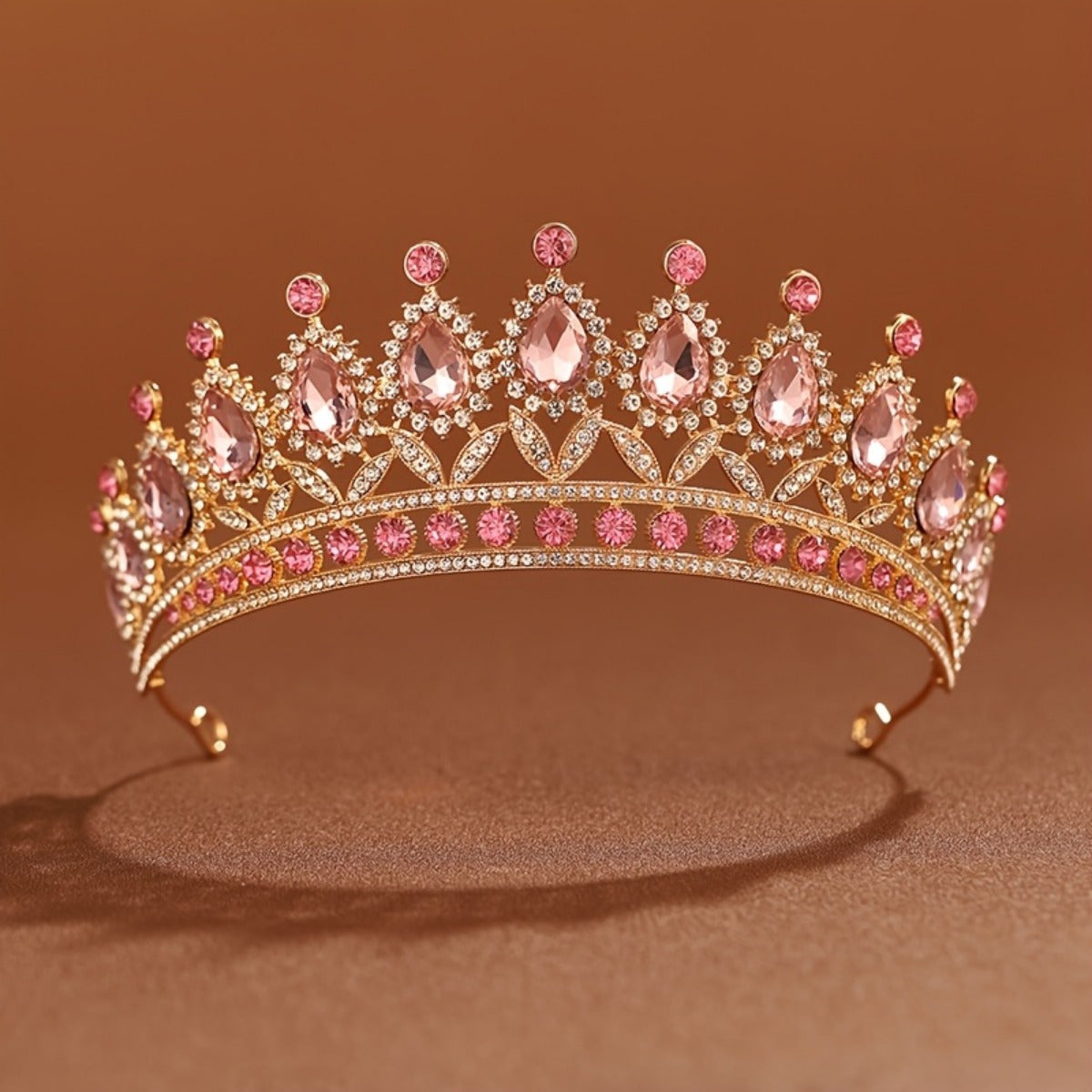 1pc Luxurious Rhinestone Bridal Tiara - Baroque Style Zinc Alloy Crown with Sparkling Gemstones