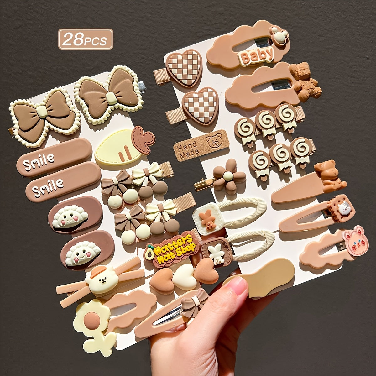 Cute Coffee-Colored Hair Clips | Women's Bangs Side Hairpins