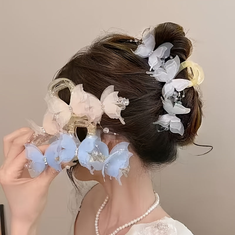 1pc Elegant Butterfly Hair Clip - Large Floral-like design with, for Women