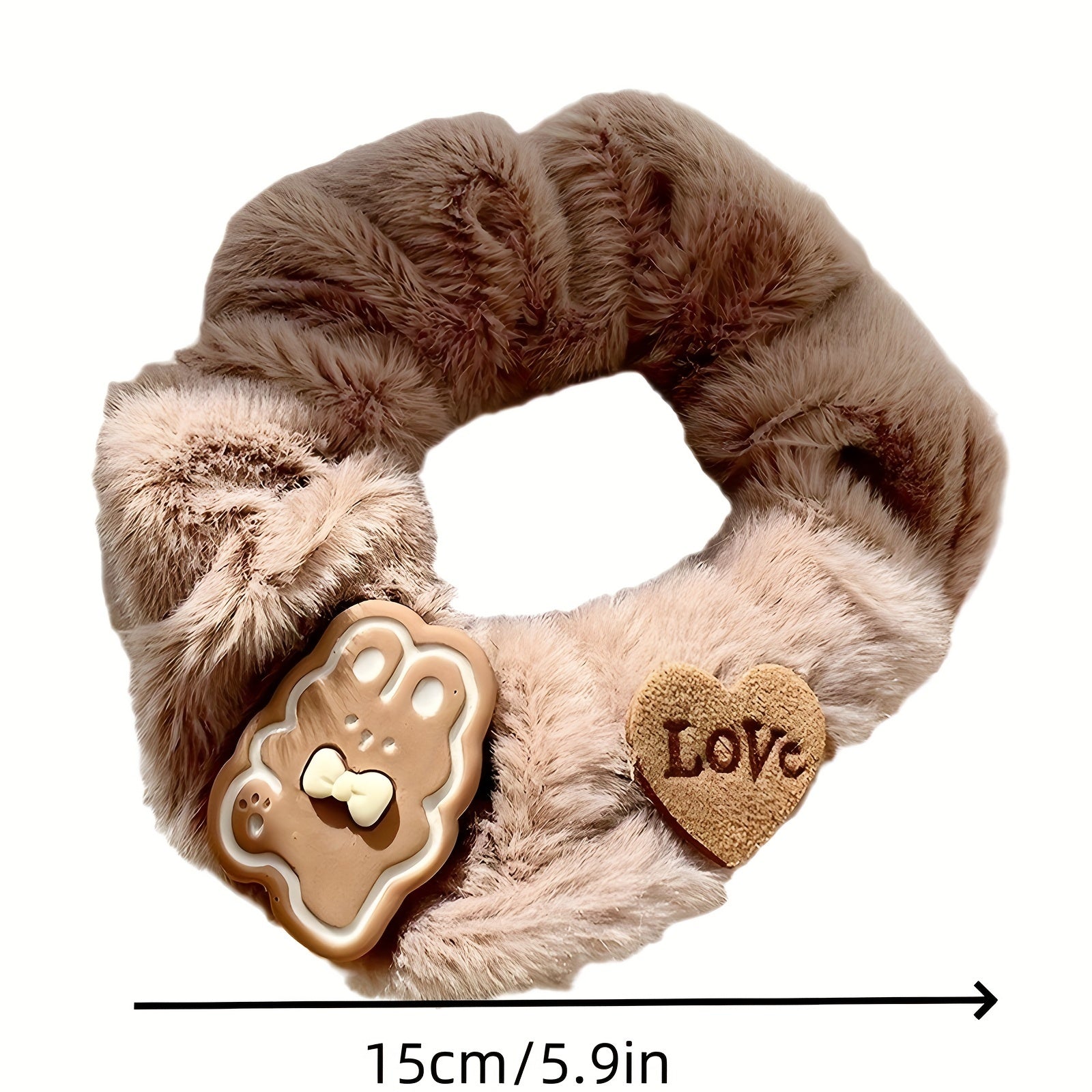 5pcs Cute Hair Ties 5pcs Soft Plush Cute Cartoon Bear & Rabbit Hair Ties