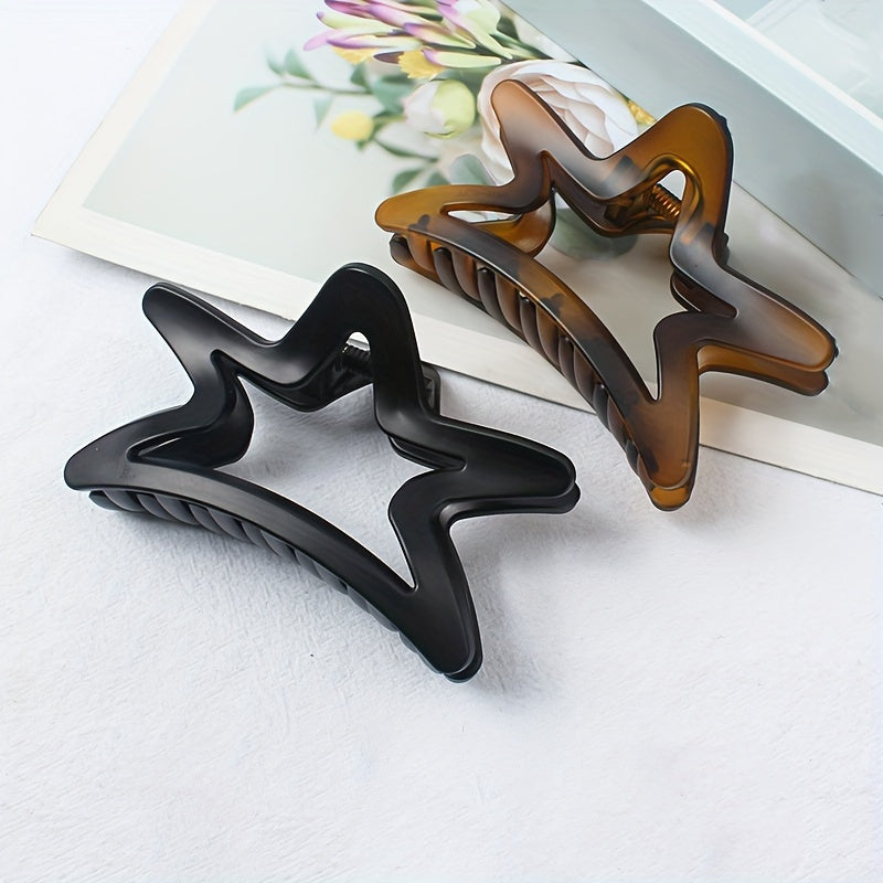 Elegant Hair Claw Clip 3pcs-1pc Elegant Matte Five-Star Hair Claw Clip