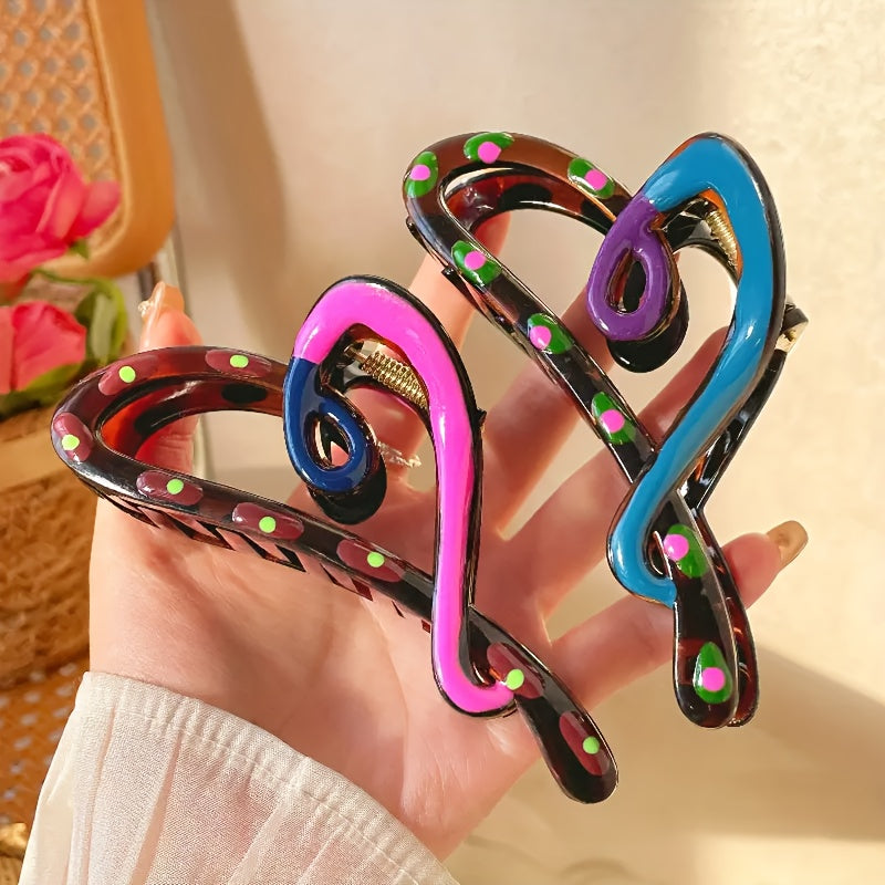 2pcs Hair Claw Clips 2pcs Elegant Heart-Shaped Hair Claw Clips