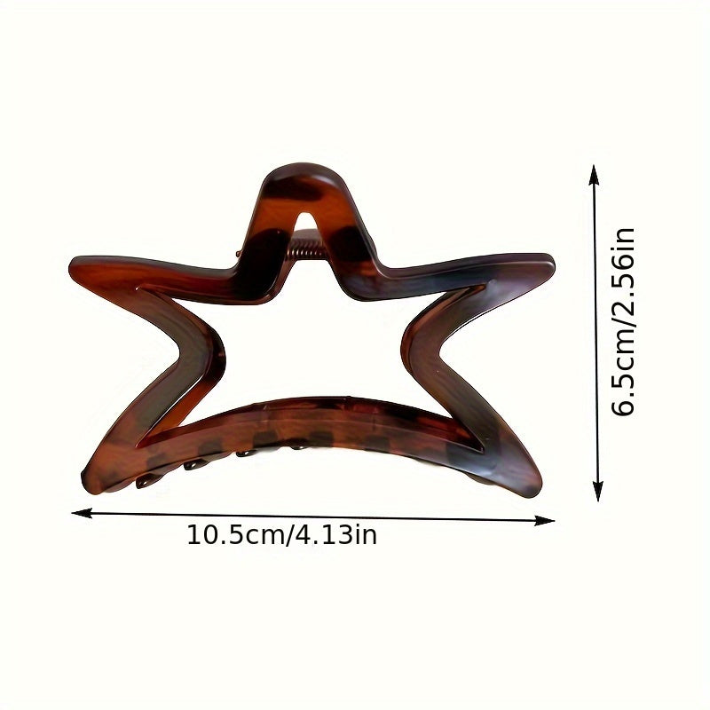Elegant Hair Claw Clip 3pcs-1pc Elegant Matte Five-Star Hair Claw Clip