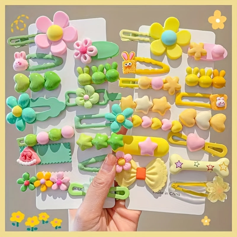 14pcs Cute Sweet Lady Hair Accessories Set, Assorted Resin Hair Clips, Non-Slip Mini Barrettes