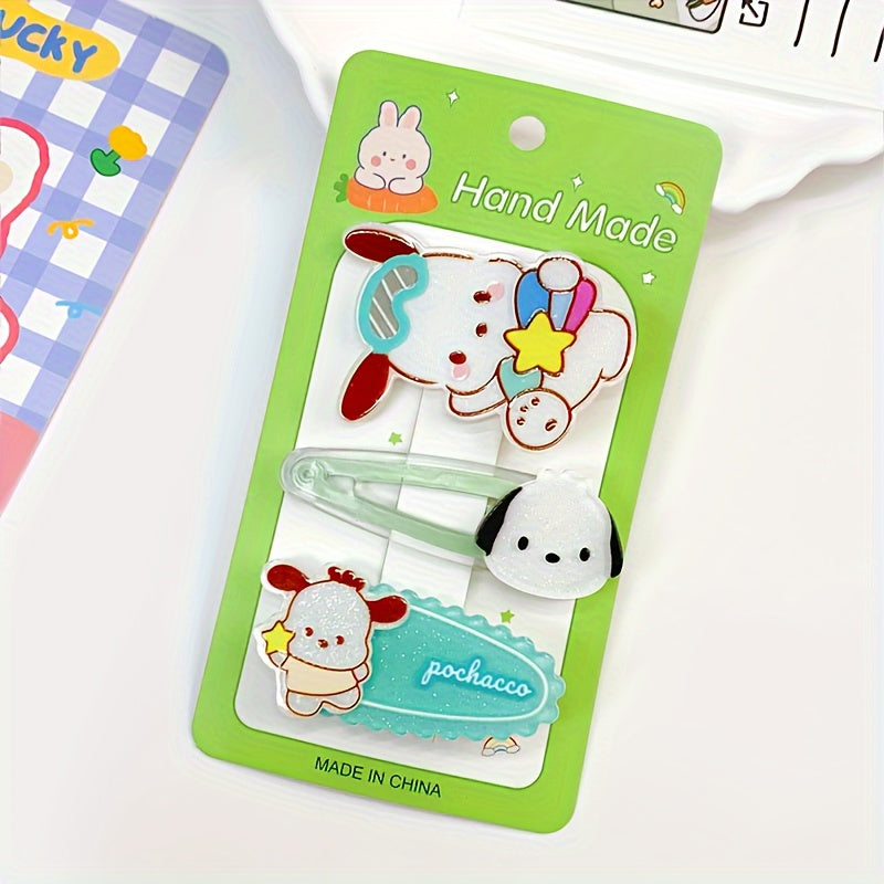 Cute Sanrio Hairpin 3pcs\u002Fset Sanrio Cute Cartoon Hairpin | Cute Hair Tidy Clip Stylish Hair Tie, Holiday Gift
