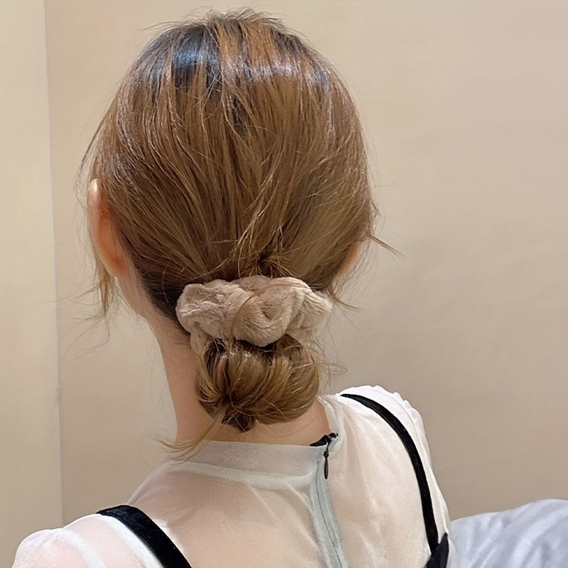 13pcs Solid Color Plush Hair Tie Fuzzy Hair Rope Soft Fall And Winter Hair Accessories For Women Girls