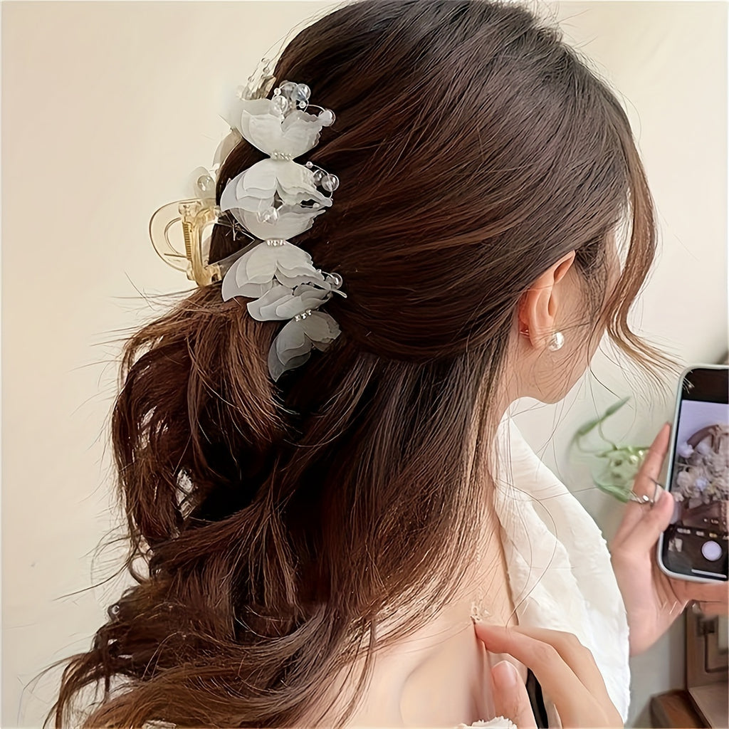 2pcs Chic Butterfly Hair Claw Clip - Elegant Resin Ponytail Holder for Women and, Cute Bow Design
