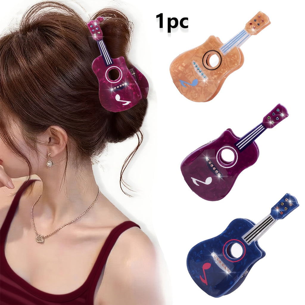 1pc AYLHFO Large Guitar-Shaped Hair Clip - Non-Slip Grip, Purple\u002FBlue\u002F