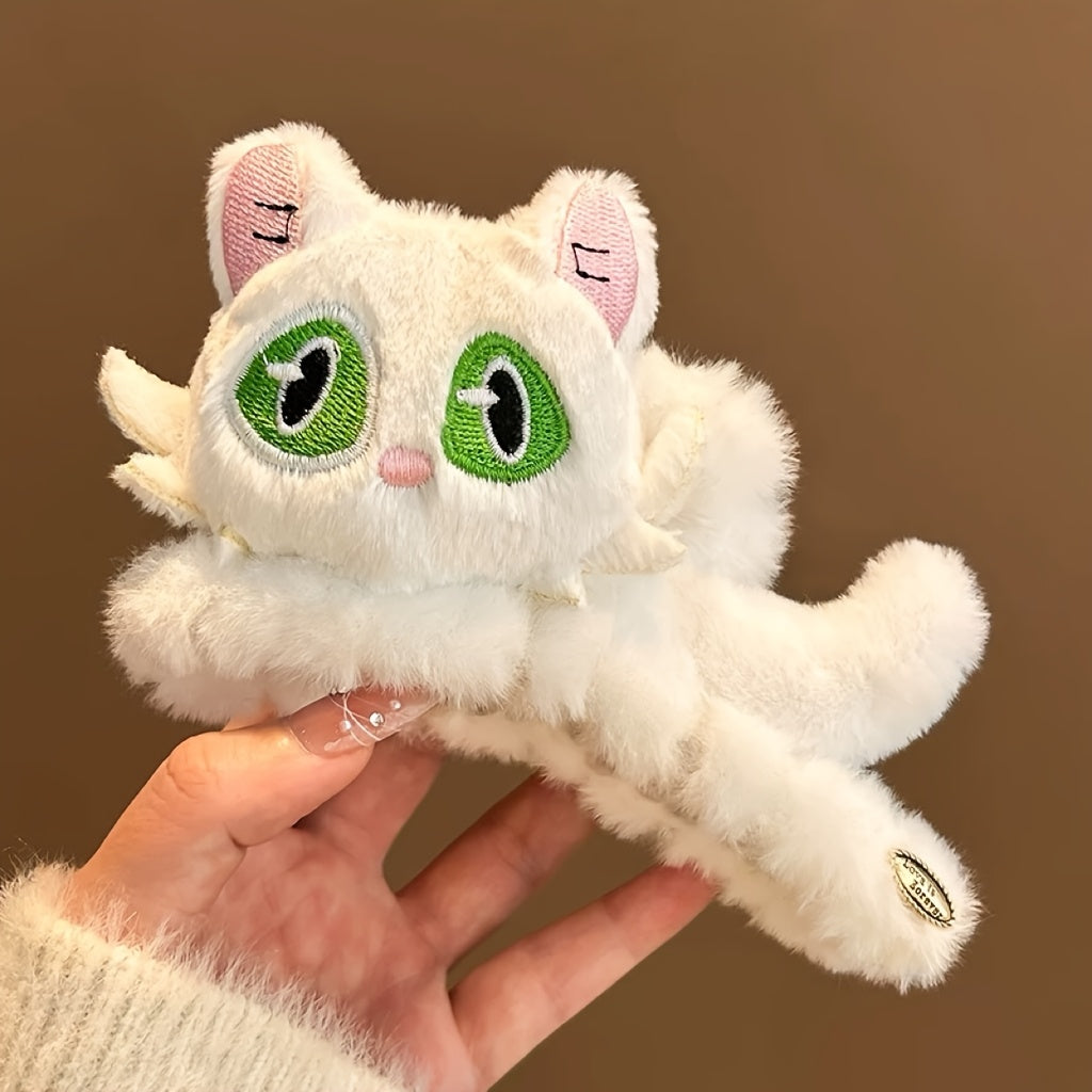 Cute 3D Cat Claw Hair Clip - Large Shark Clip with Expressive Eyes, Secure Hold for Women'S Updos