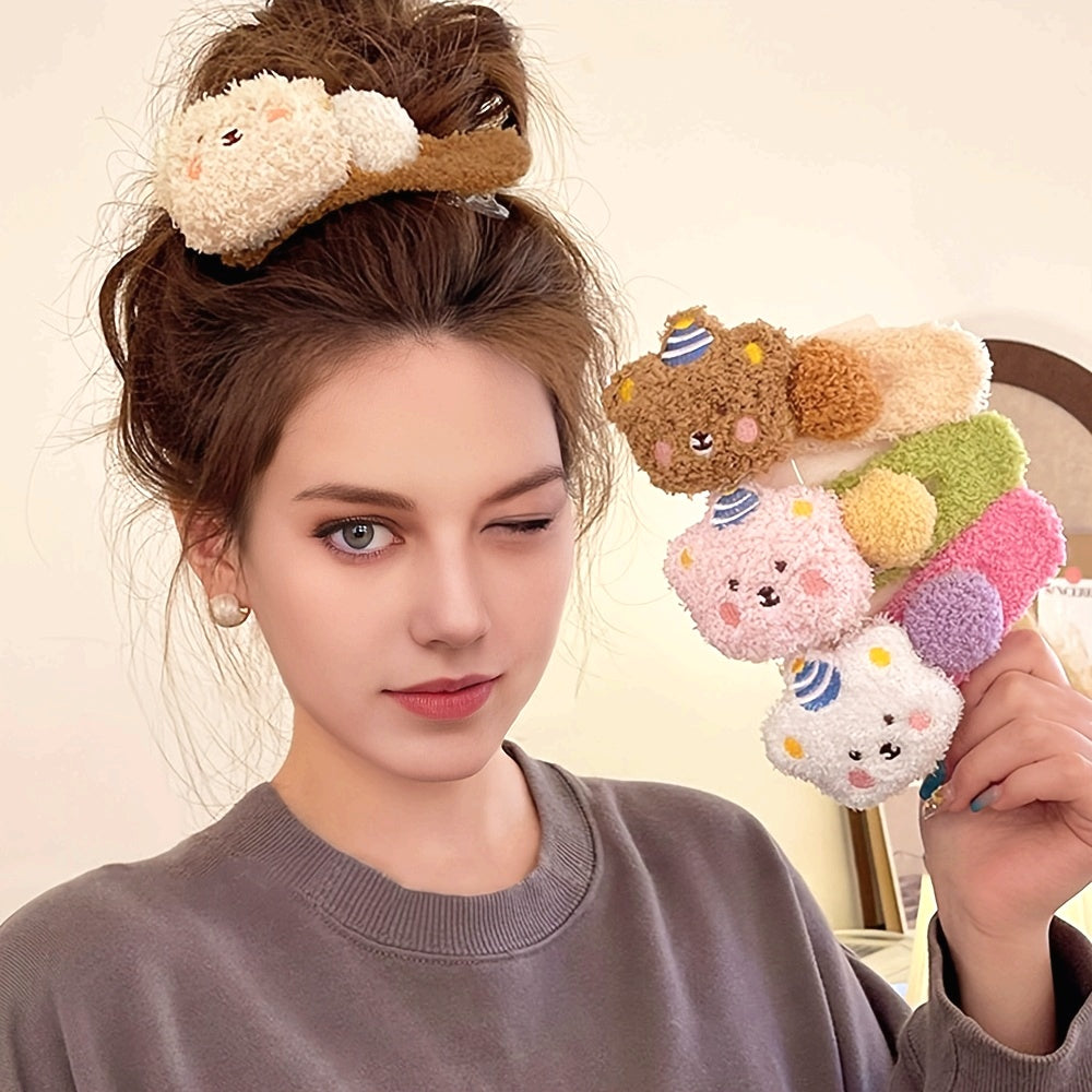 Plush Bear Hair Clips for Women and Teens - 4pcs\u002F2pcs Set