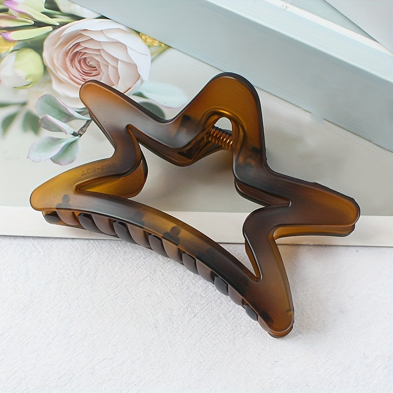 Elegant Hair Claw Clip 3pcs-1pc Elegant Matte Five-Star Hair Claw Clip
