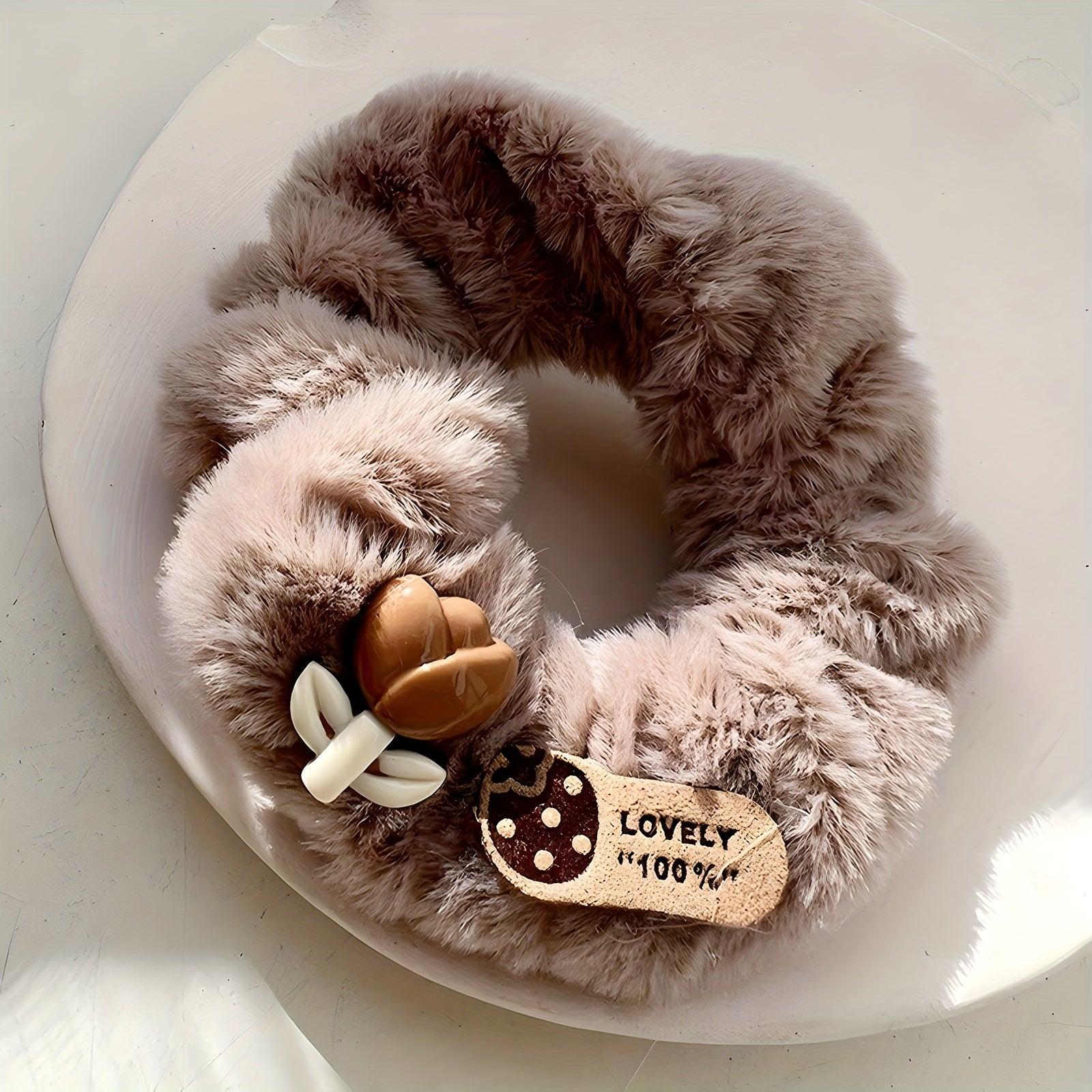 5pcs Cute Hair Ties 5pcs Soft Plush Cute Cartoon Bear & Rabbit Hair Ties