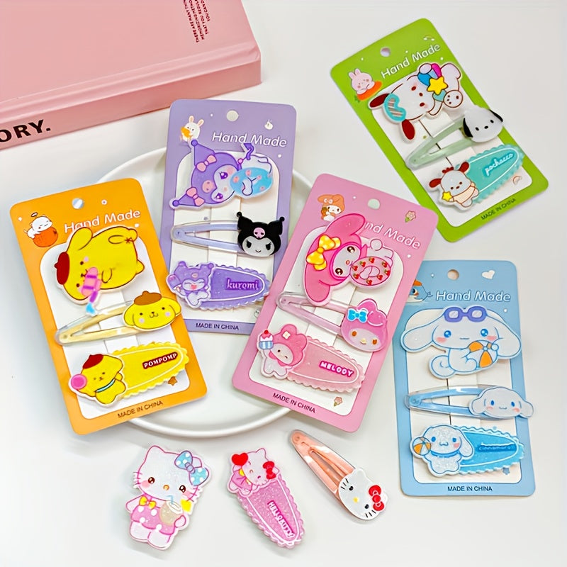 Cute Sanrio Hairpin 3pcs\u002Fset Sanrio Cute Cartoon Hairpin | Cute Hair Tidy Clip Stylish Hair Tie, Holiday Gift