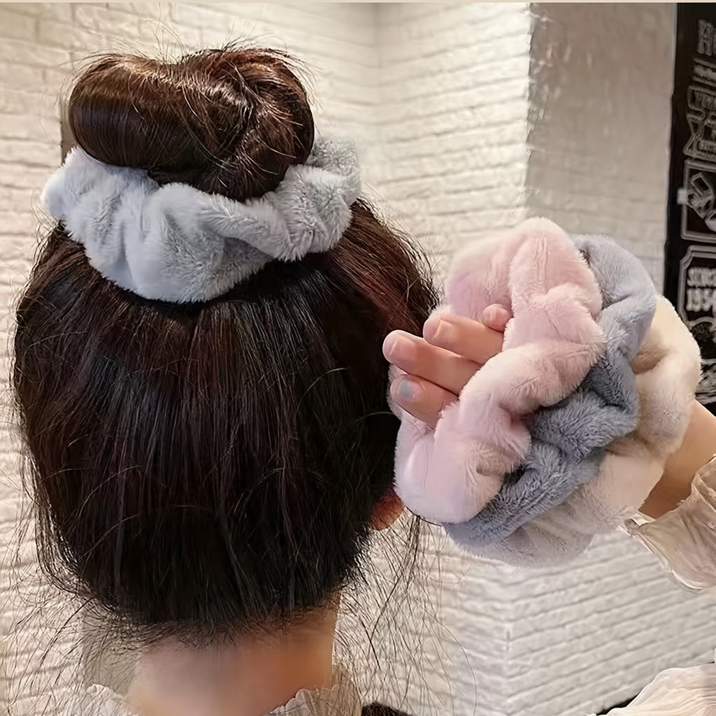 13pcs Solid Color Plush Hair Tie Fuzzy Hair Rope Soft Fall And Winter Hair Accessories For Women Girls