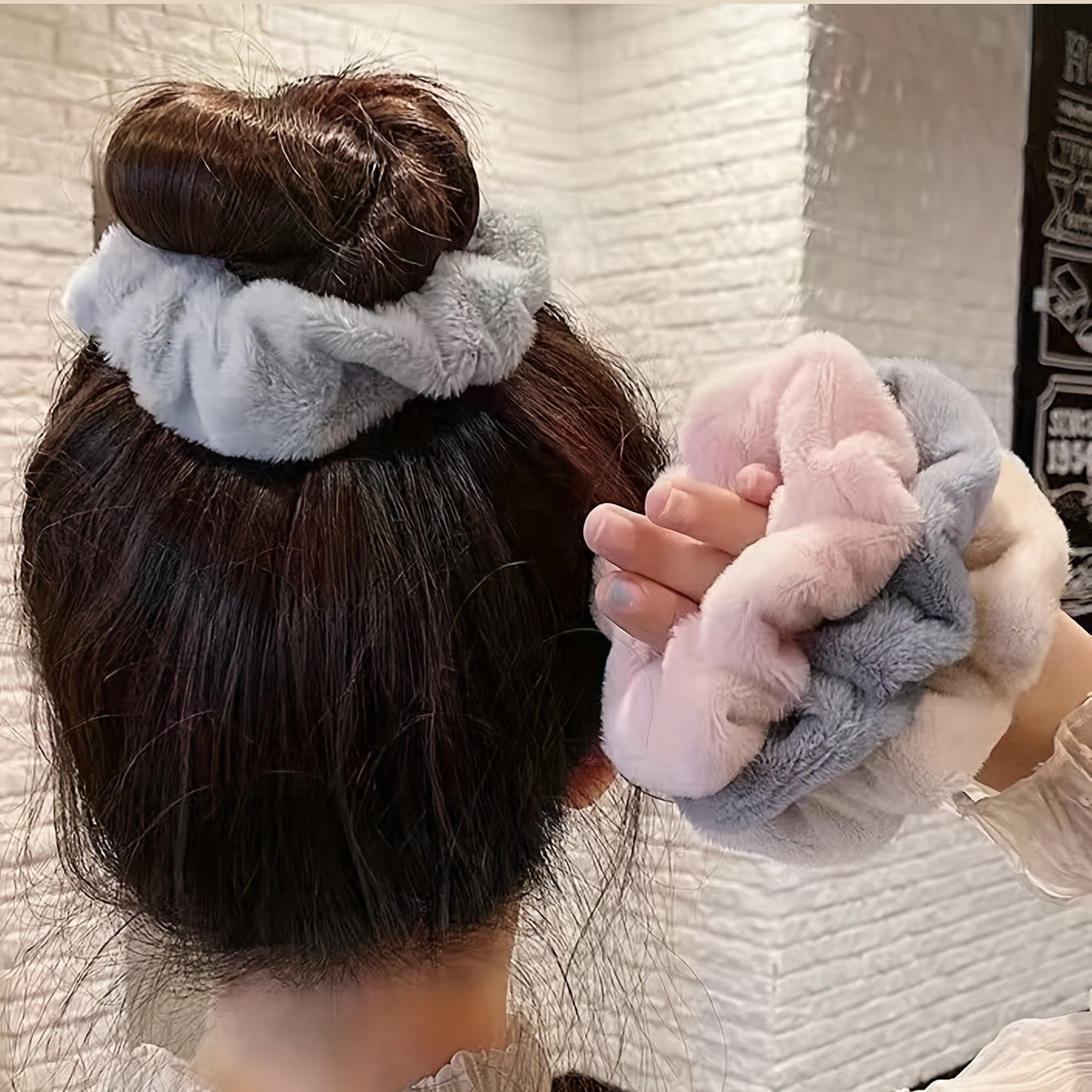 13pcs Solid Color Plush Hair Tie Fuzzy Hair Rope Soft Fall And Winter Hair Accessories For Women Girls