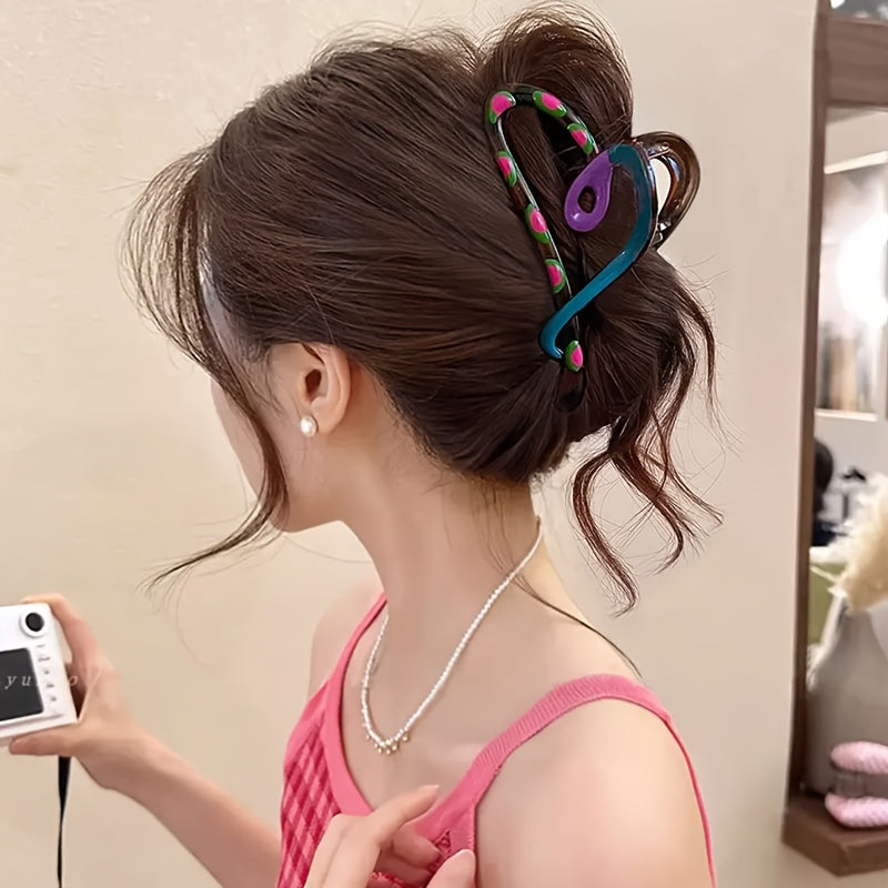 2pcs Hair Claw Clips 2pcs Elegant Heart-Shaped Hair Claw Clips