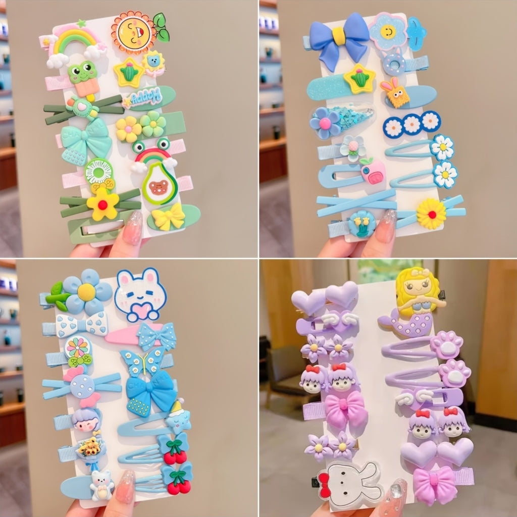 14pcs Cute Sweet Girl Fashion Hair Clips Set, Assorted Styles, Non-Damaging Resin Hair Grips