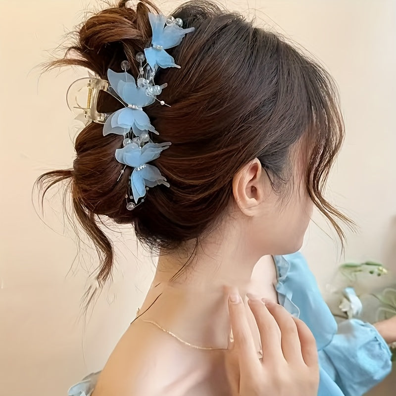 1pc Elegant Butterfly Hair Clip - Large Floral-like design with, for Women