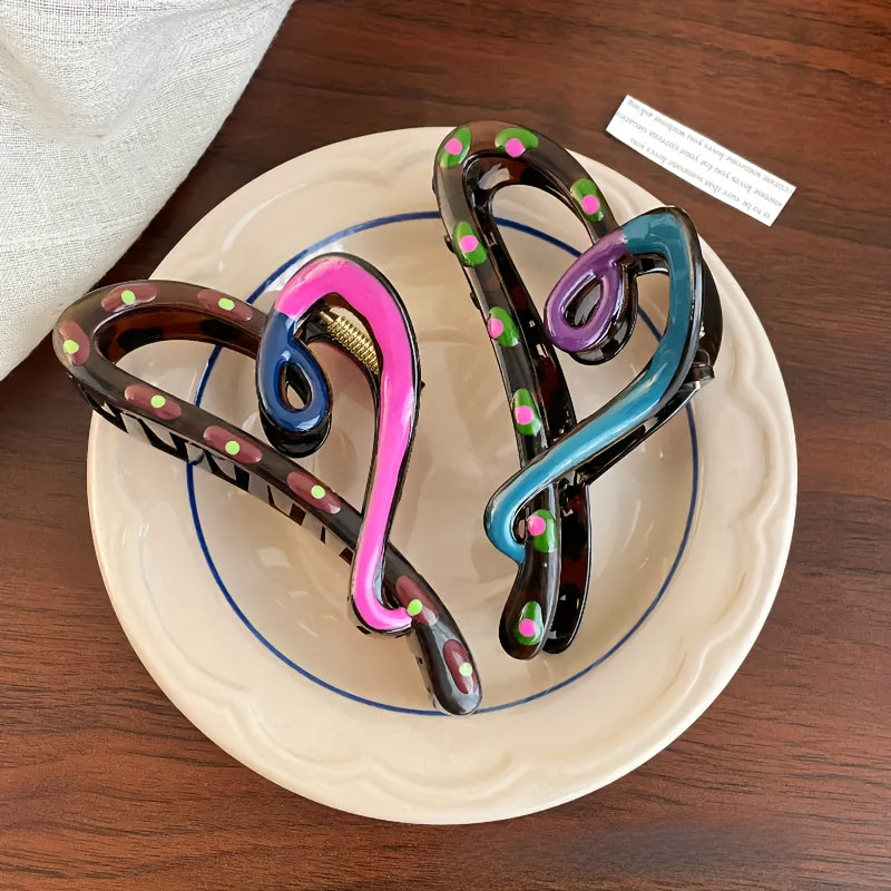 2pcs Hair Claw Clips 2pcs Elegant Heart-Shaped Hair Claw Clips