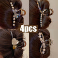 4pcs Fashionable hair clip, retro style shark clip, coiled hair clip, commuting hair accessory, Women's hair clip