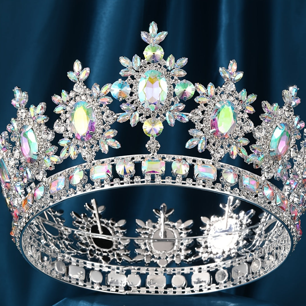 Crown with Floral -like Accents - Elegant Wedding, Pageant, Birthday Tiara - Bridal Headpiece for Miss Universe